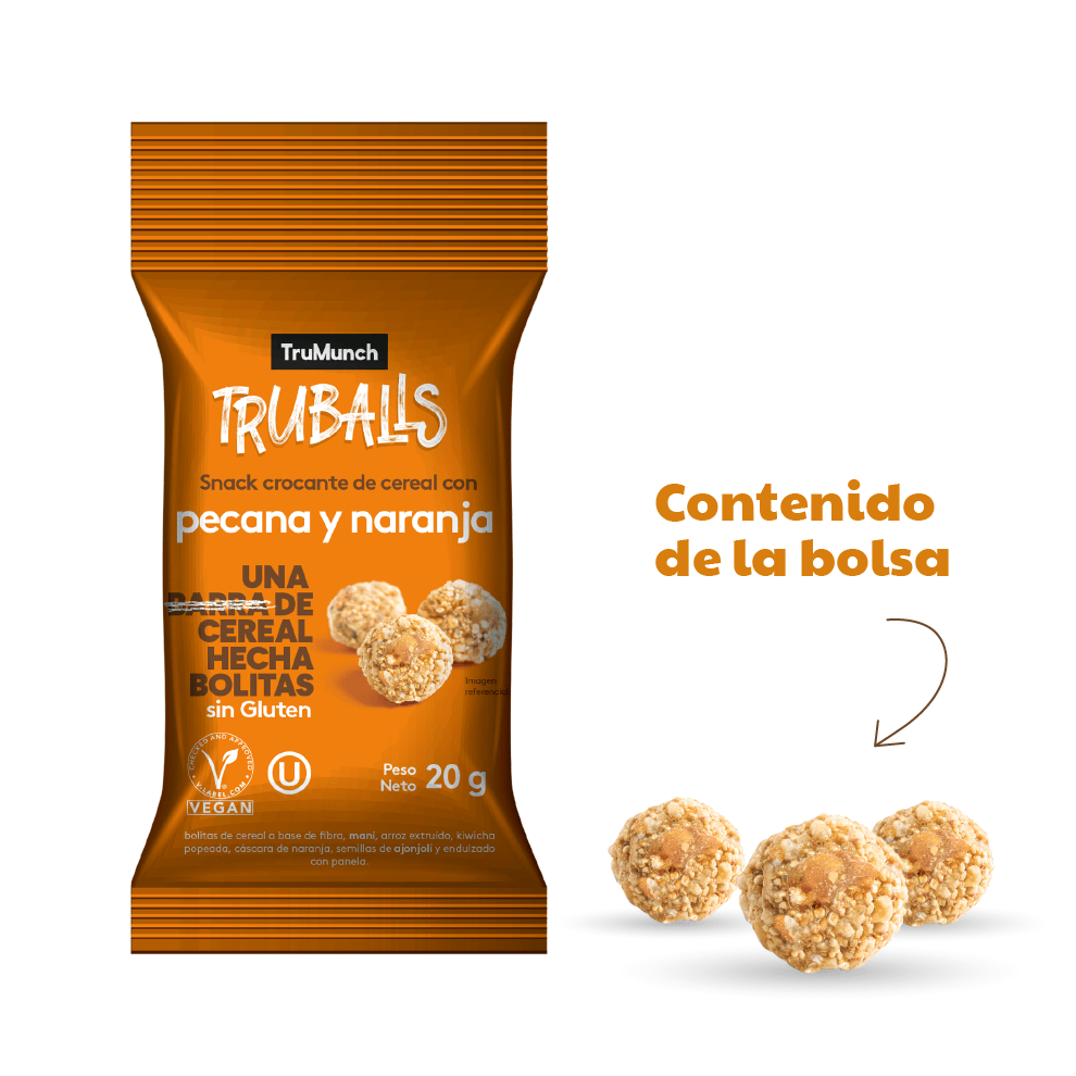 TruBalls Pecanas y Naranja bolitas de cereal 20g (24UN) – TruMunch